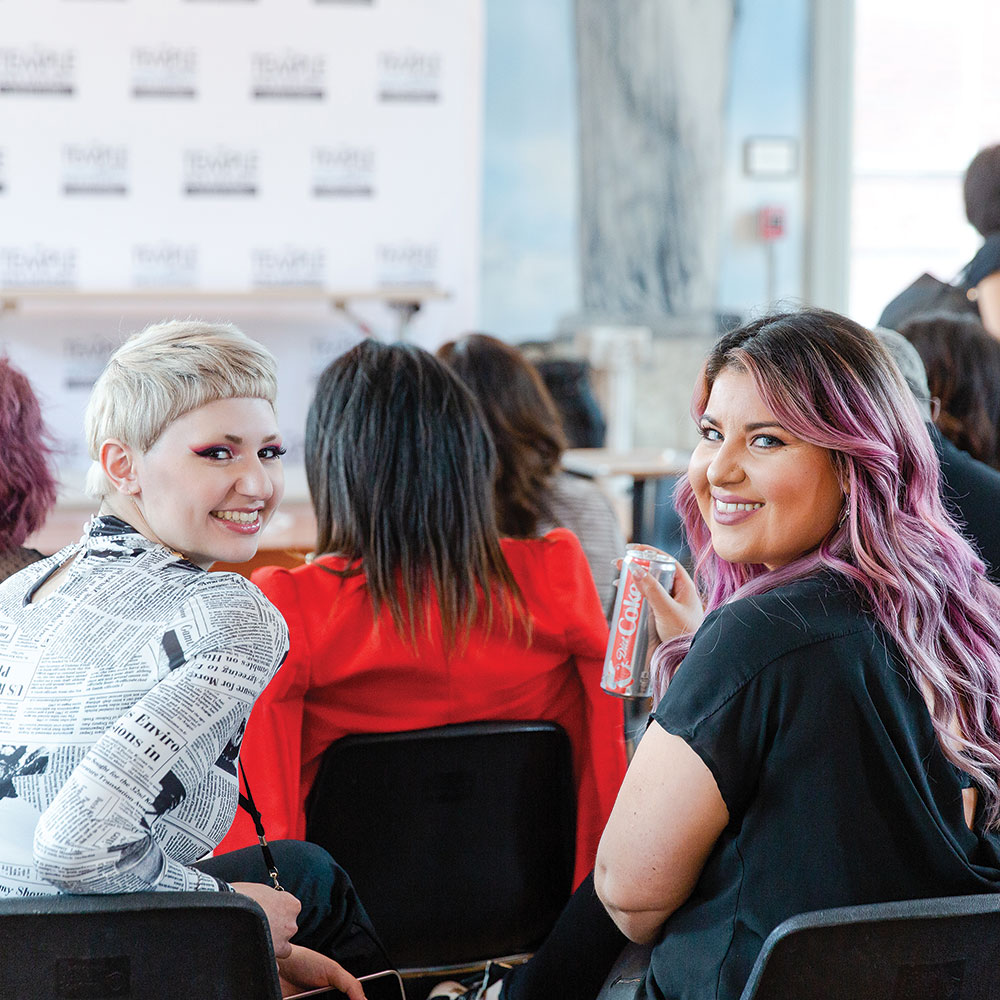 Studens smiling at a Hairdusty and Presley Poe Seminar - DC Event Video and Photography